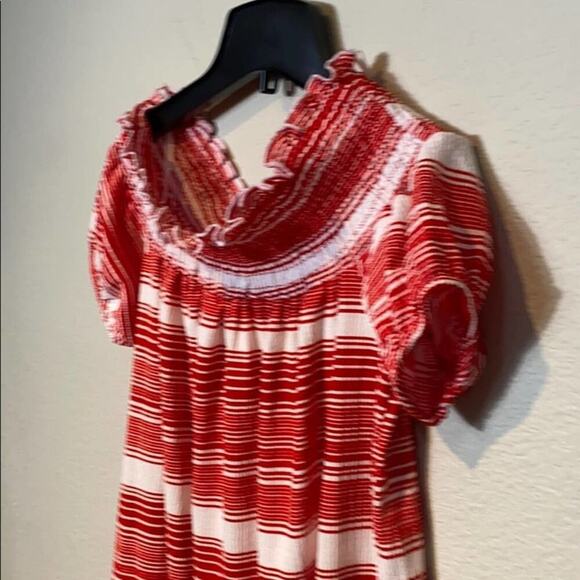 Zara Short Sleeve Striped Midi Dress - Picture 5 of 7